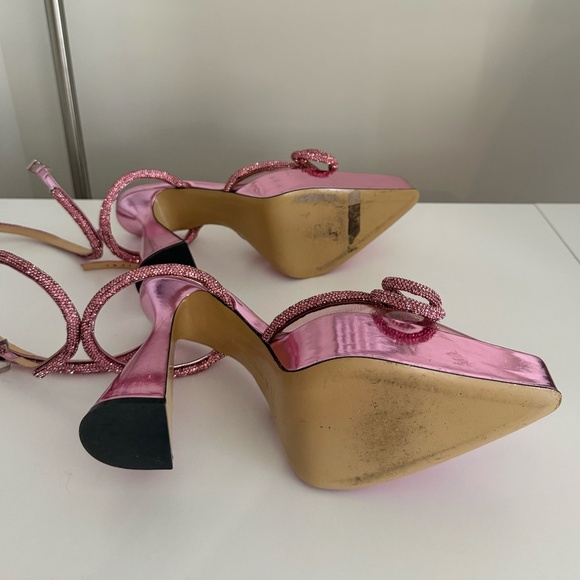 MACH & MACH Metalic Pink Double Crystal Bow Platform Pump - Picture 5 of 7